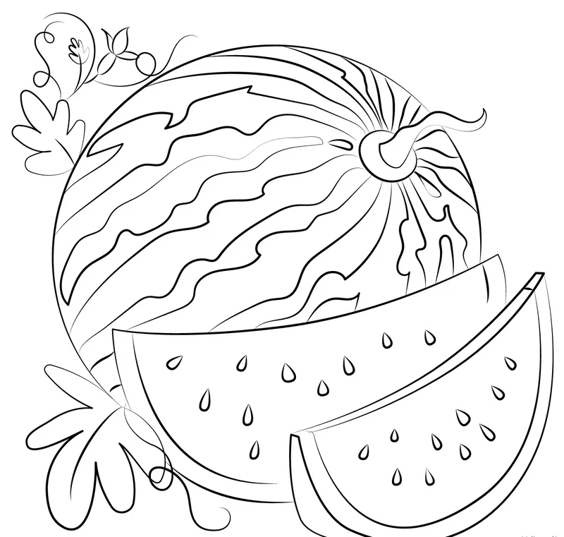 File tranh tô màu quả dưa hấu PDF