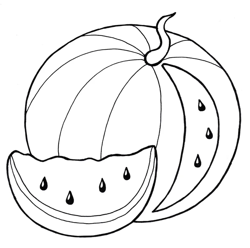 Tranh tô màu quả dưa hấu dễ