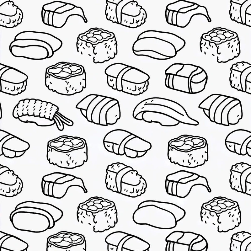 Sáng tạo đáng yêu cùng tranh tô màu sushi dễ thương