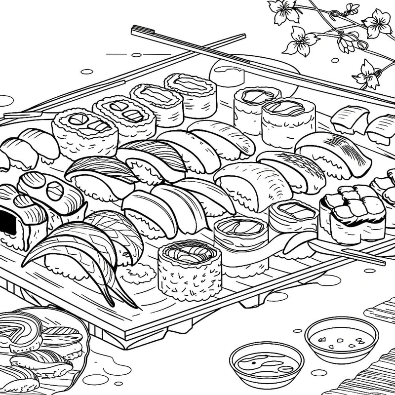 Thỏa sức sáng tạo với hình tô màu sushi
