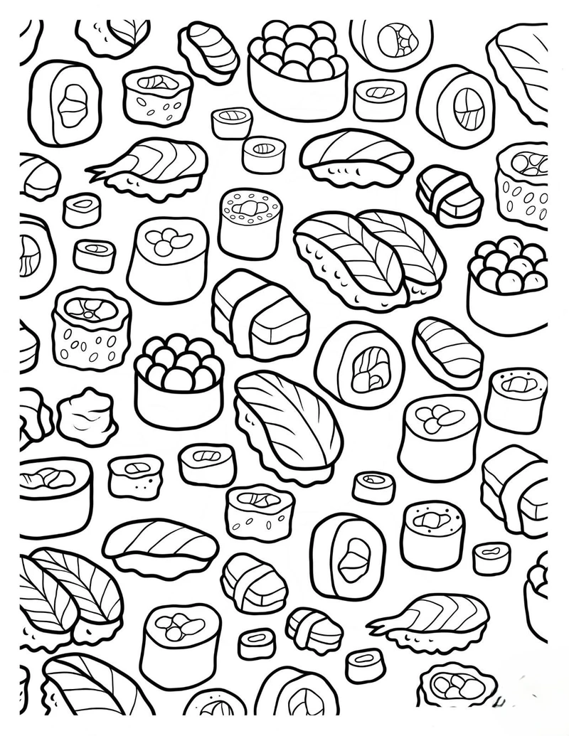 Thỏa sức tô màu cùng tranh tô màu maki sushi