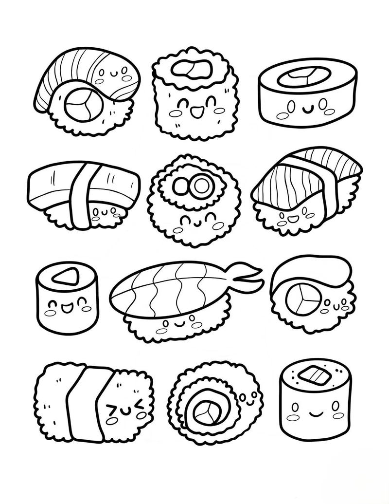 Khám phá sáng tạo với tranh tô màu sushi