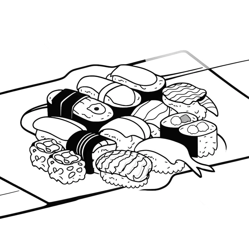 Tô màu dễ dàng với tranh tô màu sushi đẹp