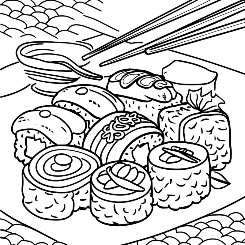 Bé sáng tạo tiện lợi với tô màu sushi printable