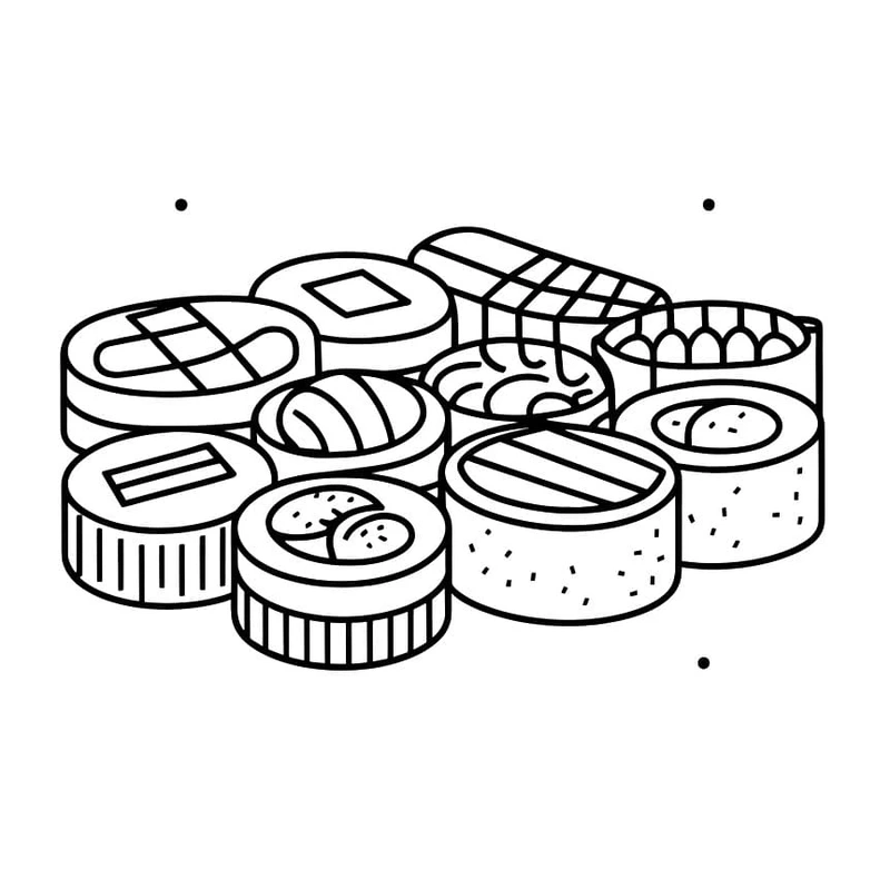 Thỏa sức sáng tạo với tranh tô màu sushi chibi