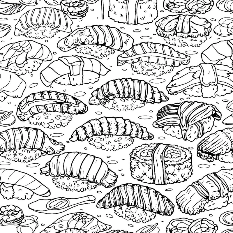 Bé yêu học vui với tranh tô màu sushi cho bé