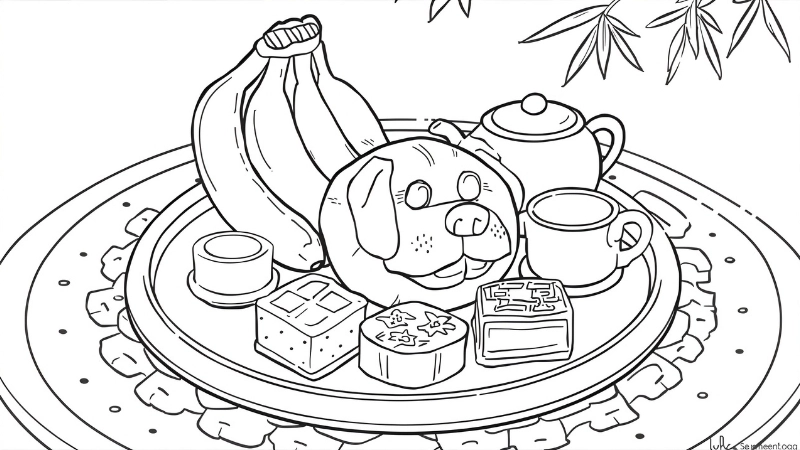 Mẫu tranh tô màu mâm ngũ quả trung thu đầy đủ sung túc