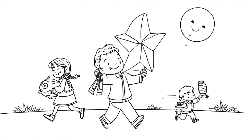 Tuyển tập hình vẽ tết trung thu cho bé tập tô