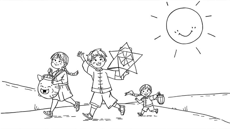 Hoạt động tranh tô màu phá cỗ trung thu của các bé thiếu nhi