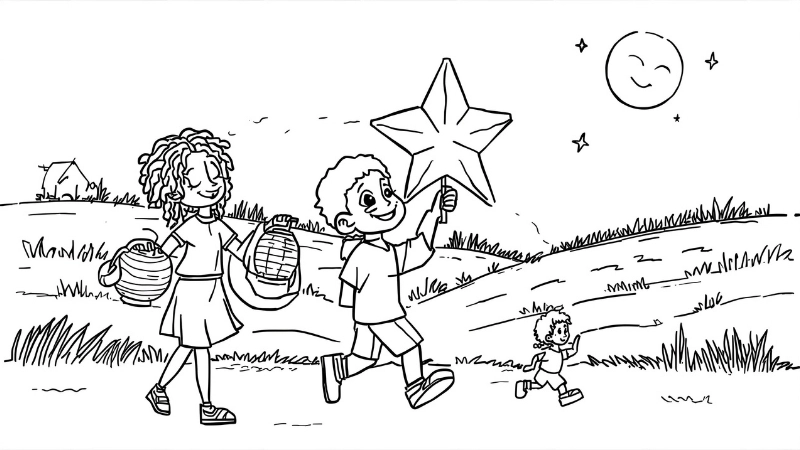 Những bức tranh tô màu trung thu đẹp nhất năm 2026