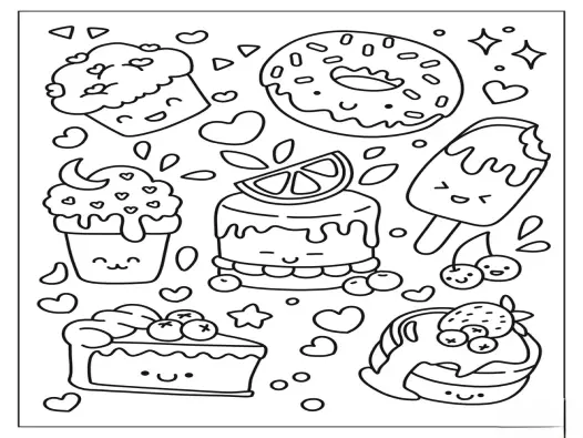 Hình tô màu đồ ăn cute đáng yêu giúp bé sáng tạo mỗi ngày