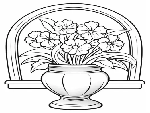 Trọn bộ hình tô màu bình hoa nghệ thuật cho trẻ em