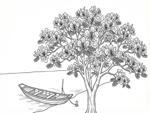 Mẫu tô màu hoa phượng đẹp nhẹ nhàng dễ in miễn phí