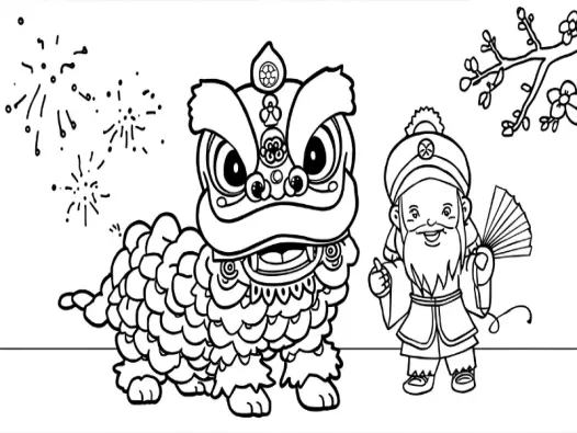100+ Tranh tô màu múa lân đẹp nhất cho bé vui tết