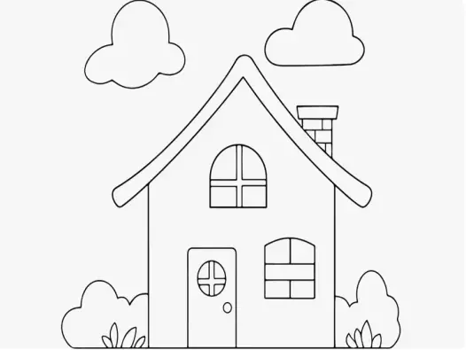 Bộ tranh tô màu ngôi nhà đơn giản đẹp giúp bé phát triển