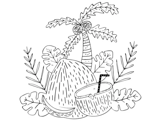 Tranh tô màu cây dừa đẹp đơn giản cho bé sáng tạo