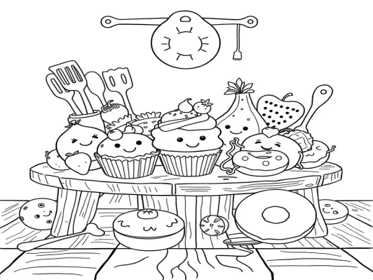 Khám phá tranh tô màu đồ ăn mini sáng tạo cho bé vui học