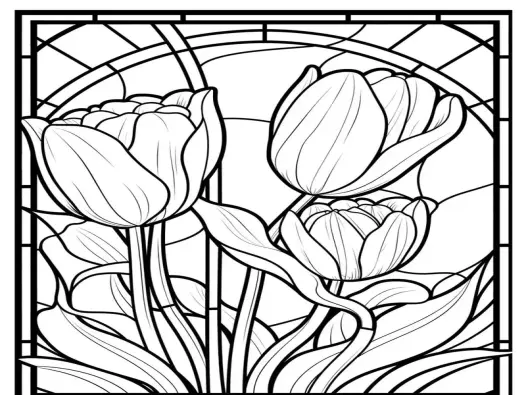 Mẫu tranh tô màu hoa tulip sang trọng giúp bé rèn tư duy