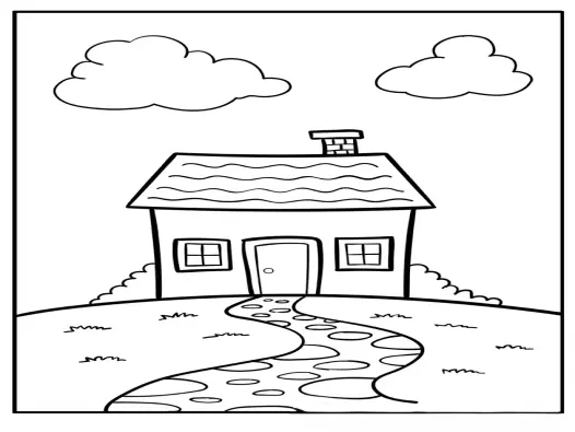 Tranh tô màu nhà nhỏ xinh đẹp cho bé sáng tạo mọi ngày