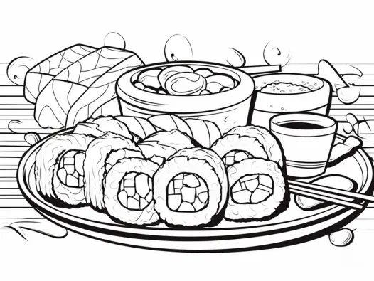 Tranh tô màu sushi cực dễ thương cho bé phát triển sáng tạo